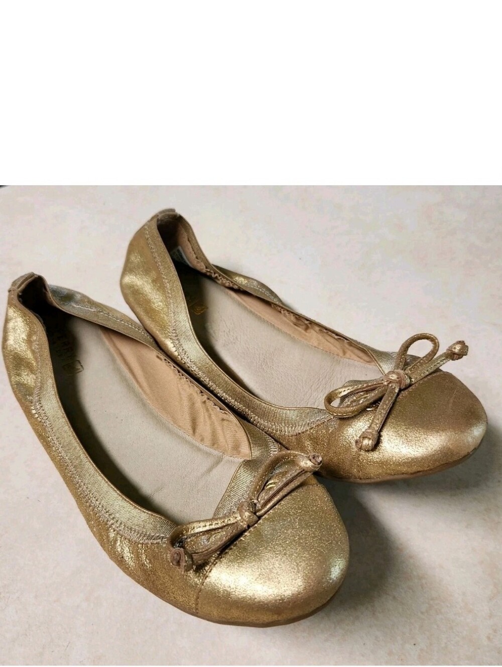NEW Sperry Top-Sider Elise Womens Ballet Flats Shoes Gold Metallic Bow 11M